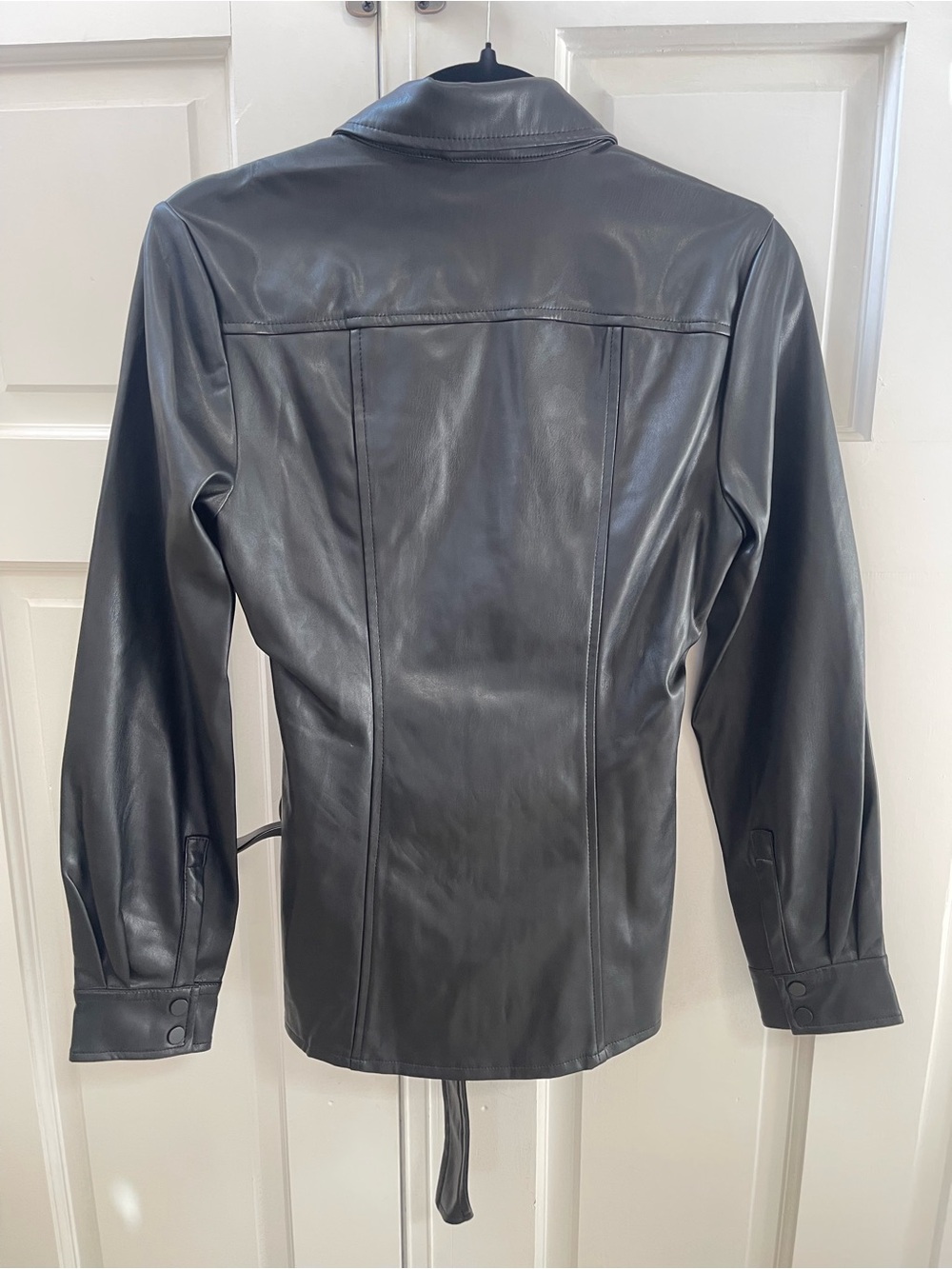 Truth Black Faux-Leather Belted Jacket - Picture 4 of 11